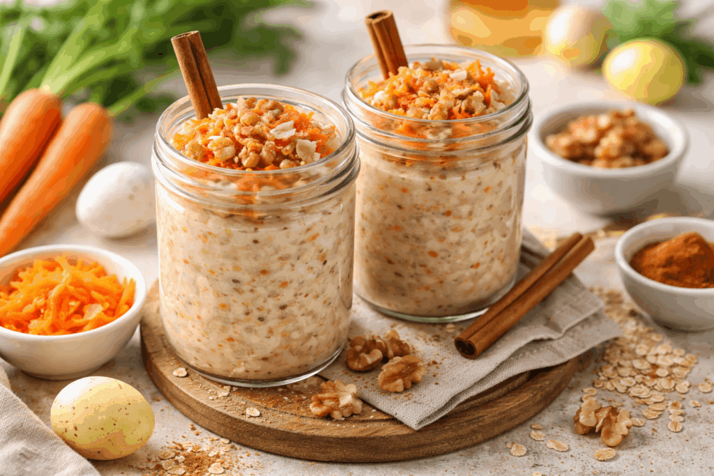Oster Overnight Oats mit Karotte und Zimt gesundes Frühstück für Darm und Abnehmen