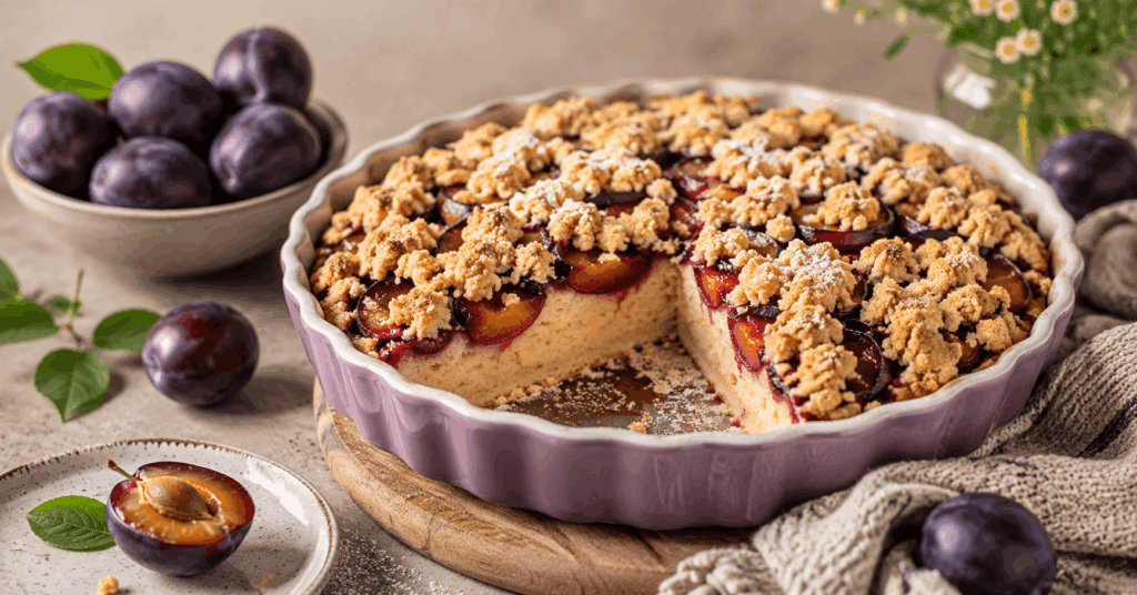 Der einfachste Pflaumenkuchen mit Streusel vom Blech img 0354