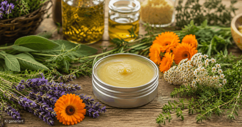 Kräutersalbe selber herstellen, Salbe selber machen, Kräutersalbe Rezept, Kräutersalbe mit Bienenwachs, Kräuteröl für Salbe, Salbe aus
Kräutern selber machen, Ringelblumensalbe selber machen, selbstgemachte Kräutersalbe, natürliche Salbe selber machen, Salben selber machen