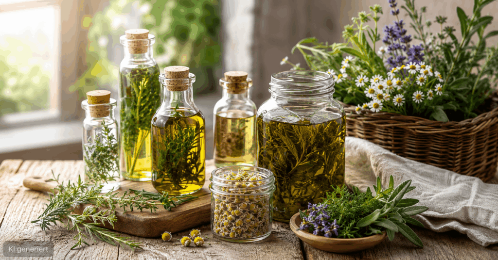 Kräuteröl selber machen: So stellst du aromatisches Kräuteröl einfach selbst her Kräuteröl selber machen Rezept, Kräuteröl herstellen, Kräuter in Öl einlegen, Kräuteröl Rezept, Kräuteröl mit getrockneten Kräutern, Kräuteröl mit frischen Kräutern, Rosmarinöl selber machen, Thymianöl selber machen, Kräuteröl Haltbarkeit, Kräuteröl aus Gartenkräutern, Kräuteröl Kaltauszug, Kräuteröl Warmauszug