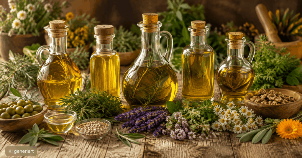 Kräuteröl selber machen: So stellst du aromatisches Kräuteröl einfach selbst her Kräuteröl selber machen Rezept, Kräuteröl herstellen, Kräuter in Öl einlegen, Kräuteröl Rezept, Kräuteröl mit getrockneten Kräutern, Kräuteröl mit frischen Kräutern, Rosmarinöl selber machen, Thymianöl selber machen, Kräuteröl Haltbarkeit, Kräuteröl aus Gartenkräutern, Kräuteröl Kaltauszug, Kräuteröl Warmauszug