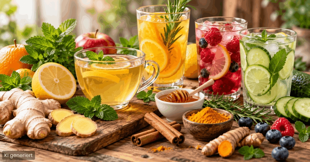Ingwer-Zitronen-Getränk, Ingwer Zitrone Rezept, Ingwer-Zitrone-Drink, Ingwer-Zitrone warm, Ingwer-Zitrone kalt, Ingwer-Zitronen-Wasser, Ingwer-Zitrone mit Kurkuma, Ingwer-Zitrone mit Orange, Ingwer-Zitrone mit Apfel, Getränk mit Ingwer und Zitrone