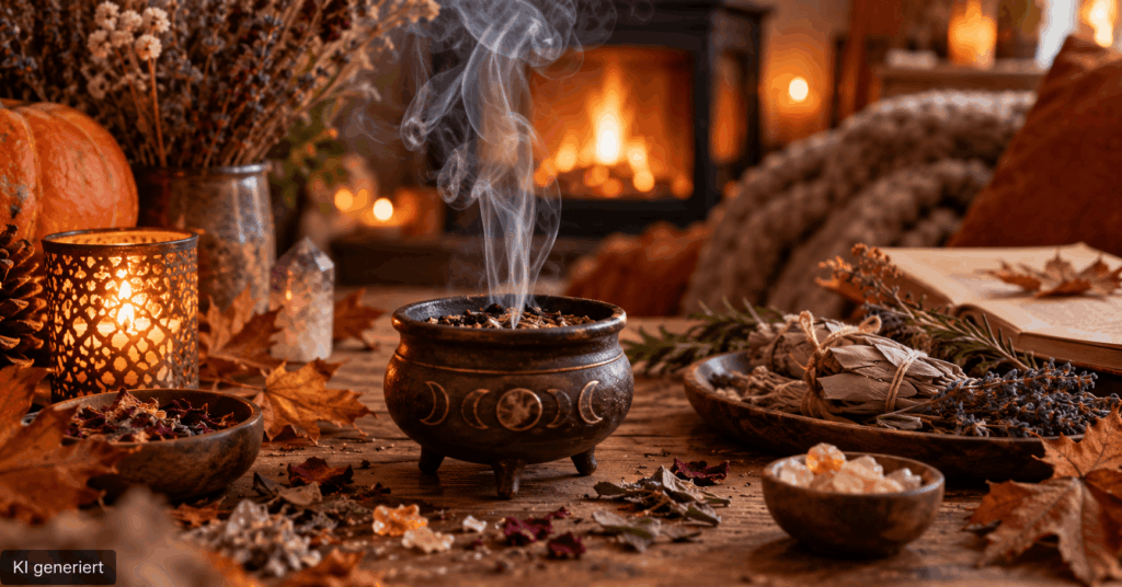 Herbstliche Räucherrituale: Kräuter, Harze und Gewürze für gemütliche Abende Räucherrituale Halloween, Räuchern Herbst, Kräuter räuchern, Räucherritual zu Hause, Räucherwerk Anleitung