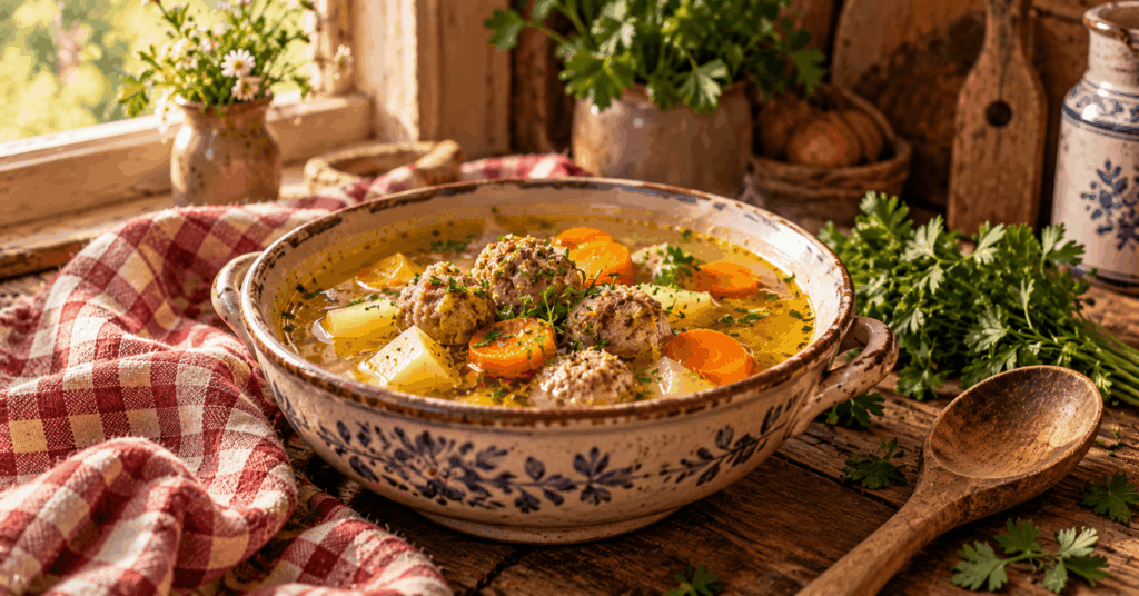 6 Suppen aus Omas Küche: Klassische Rezepte, die nach Zuhause schmecken klassische Suppen, Suppen wie bei Oma, alte Suppenrezepte, traditionelle Suppen, einfache Suppenrezepte, Hausmannskost Rezepte, Omas Suppenrezepte, Kartoffelsuppe mit Kräutern, Fleischklößchensuppe, Blumenkohlcremesuppe, Graupensuppe mit Rindfleisch, Hühnersuppe mit Nudeln, Erbsensuppe mit Würstchen